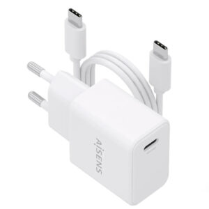 Carregador Aisens GaN USB C PD3.0 1xUSB C 20W com cabo USB C 1M branco