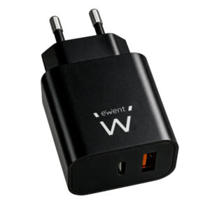 Carregador Ewent GaN 1xUSB-C 1xUSB-A 20W preto