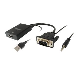EQUIP ADAPTADOR VGA / HDMI M/F C/AUDIO PRETO