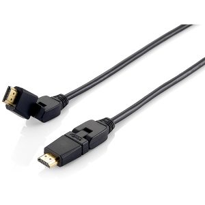EQUIP CABO HDMI 1.4 HD3D C/ FICHAS ANGULO VARIAVEL 90/45 GRAUS – 5MT