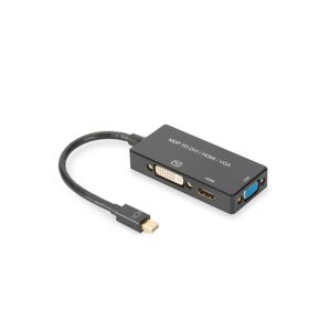 DIGITUS ADAPTADOR MINI DISPLAYPORT – HDMI+DVI+VGA M-F/F/F 0,2M 4K