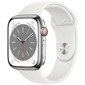 APPLE WATCH SERIES 8 GPS+CELLULAR 45MM SILVER STAINLESS STEEL CASE WITH WHITE SP
