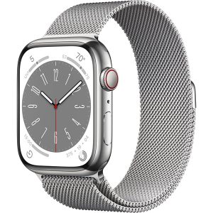 APPLE WATCH SERIES 8 GPS+CELLULAR 45MM SILVER STAINLESS STEEL CASE WITH SILVER M