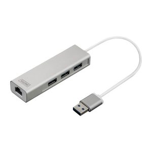 DIGITUS HUB USB 3.0 3xUSB-A/F + 1xUSB-A/M + 1xRJ45 GIGABIT (10/100/1000)