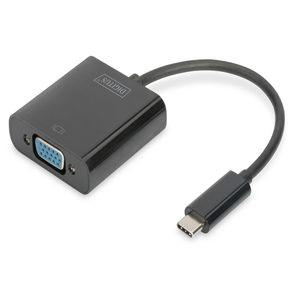 DIGITUS USB TYPE-C TO VGA ADAPTER FULL HD 1080P CABLE LENGTH: 19.5 CM BLACK