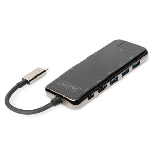 DIGITUS USB-C DOCK 8-PORT GRAY HDMI RJ45 3X USB 3.0 SD/MICROSD USB-C (PD)