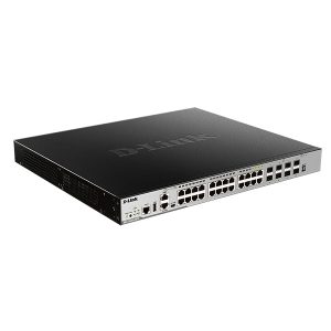 D-LINK SWITCH L3 MANAGED STACKABLE 24xGE POE + 4 10GE SFP+ ST IMG  (370W)
