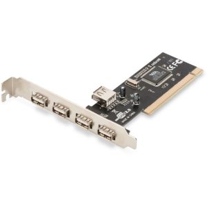 DIGITUS PCI ADD-ON CARD USB 2.0 5 USB PORTS 4 EXTERNAL 1 INTERNAL CHIPSET