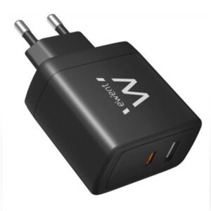 EWENT CARREGADOR GAN USB-C E USB-A 65W BLACK