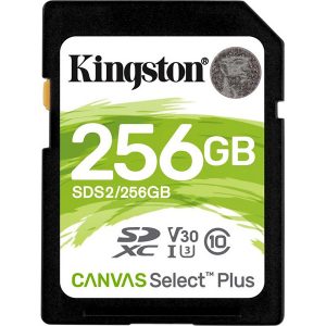 KINGSTON SD CARD 256GB CANVAS SDXC 100R C10 UHS-I U3 V30