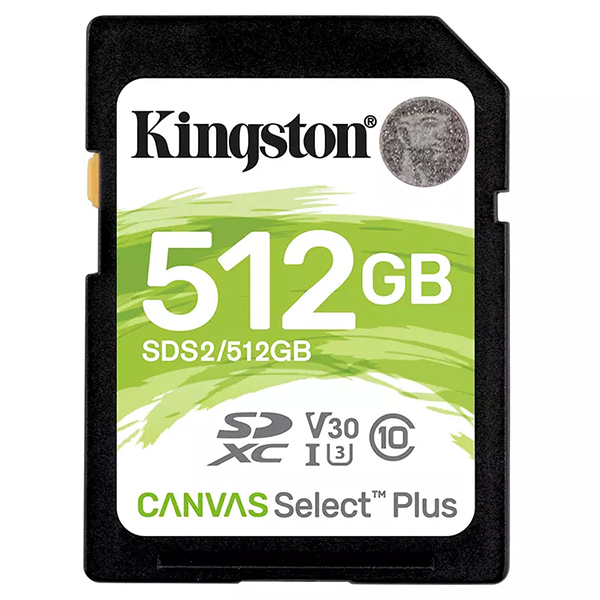 KINGSTON SD 512GB CANVAS SDXC 100R C10 UHS-I U3 V30