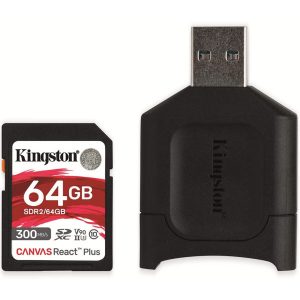 KINGSTON SD CARD 64GB CANVAS REACT PLUS SDXC UHS-II 300R/260W U3 V90
