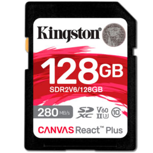 KINGSTON SD CARD 128GB CANVAS REACT PLUS SDXC UHS-II 280R/100W U3 V60 FOR FULL H