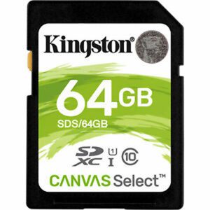 KINGSTON SD CARD 64GB CANVAS SDXC 100R C10 UHS-I U1 V10