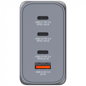 VERBATIM CARREGADOR GAN 200W 3x USB-C (100+100+65W) + 1xUSBA (60W)