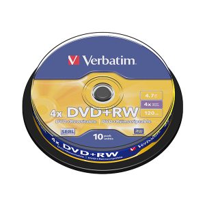 VERBATIM DVD+RW 4X 4.7GB 120MIN  MATT SILVER CAKE 10  #PROMO 50% OFF#