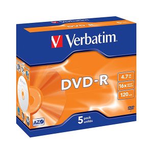 VERBATIM DVD-R 16x 4,7GB 120MIN MATT SILVER CAIXA NORMAL (JEWEL) PACK 5