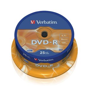 VERBATIM DVD-R 16X 4.7GB 120MIN MATT SILVER BOBINE (CAKE) PACK 25
