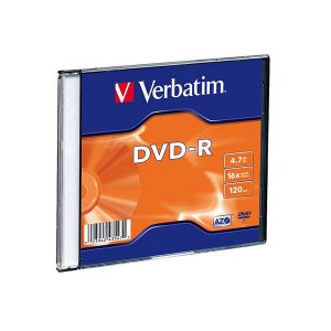 VERBATIM DVD-R 16X 4.7GB 120MIN MATT SILVER CAIXA SLIM UNITARIO