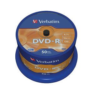 VERBATIM DVD-R 16X 4.7GB 120MIN MATT SILVER BOBINE (CAKE) PACK 50