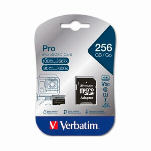 VERBATIM MICRO SDXC PRO 256GB U3 CLASS 10 C/ADAPTADOR